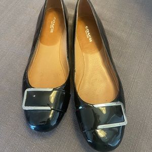 Coach Black Patent Leather Loafer / Flat with Buckle